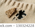 Worn Knit Textile with Moth 130324228