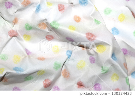 Crumpled paper with children's pencil crayon spotty polka dots background Crumpled paper with children's pencil crayon spotty polka dots background 130324423