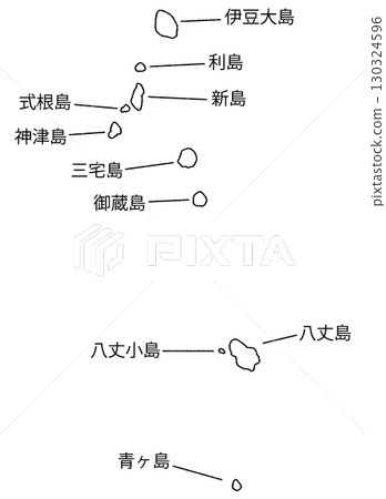 伊豆群島手繪地圖插圖 伊豆群島手繪地圖插圖 130324596