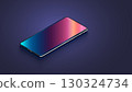 Phone mockup on desk. Modern vector realistic phone on dark blue desk in perspective view. Realistic vector illustration isometric phone. New shiny mobile cell smartphone with reflection on screen. 130324734