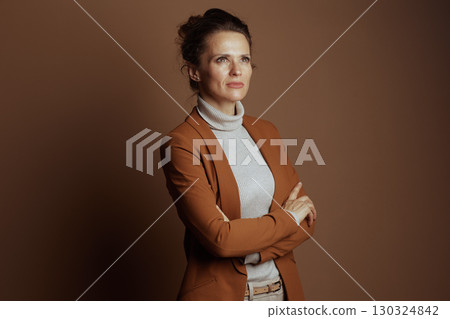 Thoughtful Businesswoman Pondering Strategy Thoughtful Businesswoman Pondering Strategy 130324842