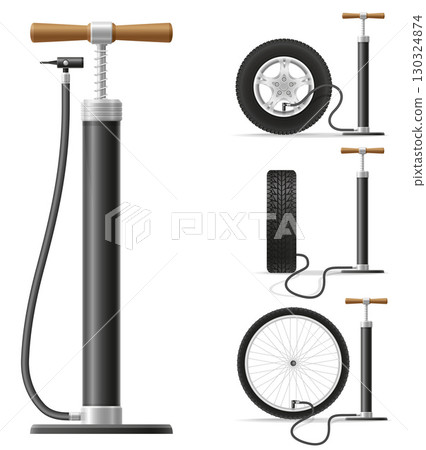 car hand air pump set icons cartoon stock vector illustration 130324874