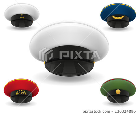 uniform caps professional cartoon stock set iconsvector illustration 130324890