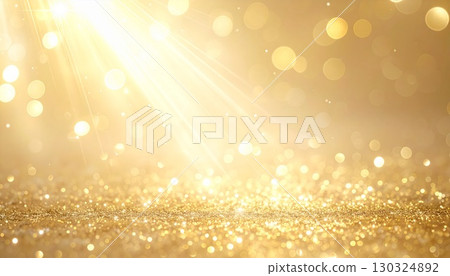金色閃耀的背景和閃亮的聚光燈營造出華麗的場景 金色閃耀的背景和閃亮的聚光燈營造出華麗的場景 130324892