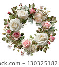 Wreath of pink and white roses. AI-generated item 130325182