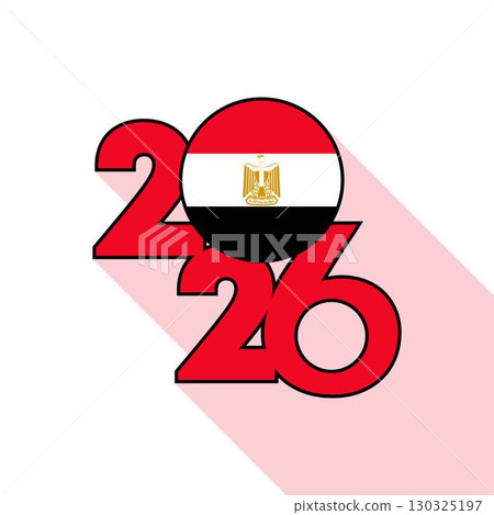 2026 Long Shadow Banner with Egypt Flag Inside. 2026 Long Shadow Banner with Egypt Flag Inside. 130325197