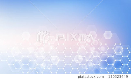 Health care abstract background with hexagons, lines and dots. Medical innovation banner template concept. Biology and pharmaceutical technology background. illustration. 130325449