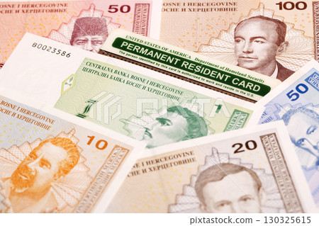 American Permanent Resident Card on Bosnia and Herzegovina convertible mark 130325615