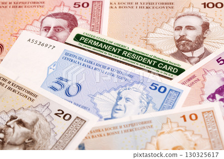 American Permanent Resident Card on Bosnia and Herzegovina convertible mark 130325617