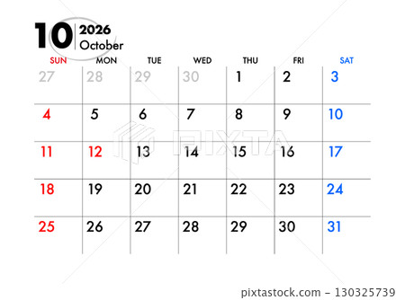 2026 Calendar October 130325739