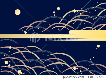 傳統日式圖案背景素材。日式圖案素材。雲霧繚繞的露草圖案 130325778