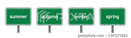 four seasons traffic sign summer autumn winter spring isolated vector illustration four seasons traffic sign summer autumn winter spring isolated vector illustration 130325981