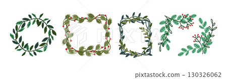 Decorative Twig and Branch Border and Element Vector Set 130326062
