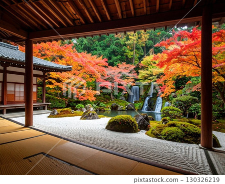 [AI-generated image] Autumn garden scenery in Kyoto 130326219