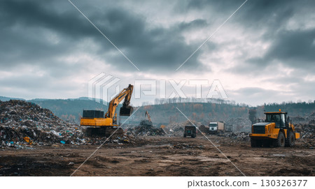 land with garbage, Garbage dump landscape of ecological damage contaminated land., plastic scrap in landfill, environmental problems pollution, waste or trash from household in waste landfill land with garbage, Garbage dump landscape of ecological damage contaminated land., plastic scrap in landfill, environmental problems pollution, waste or trash from household in waste landfill 130326377