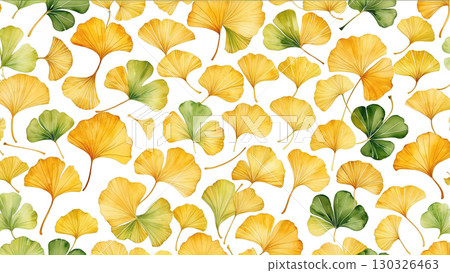 Watercolor ginkgo leaves | Autumn background material 130326463