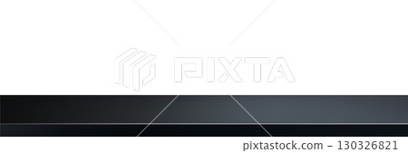 Black limbo background. Dark grey table for product display or photo on white wall of studio or showroom. Modern banner with empty place for advertising. Abstract vector illustration 130326821