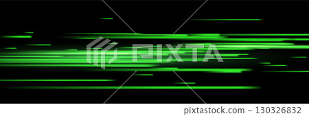 Abstract light speed effect lines on black background. Game futuristic shiny pattern with flowing bright green rays on dark. Modern technology vector illustration Abstract light speed effect lines on black background. Game futuristic shiny pattern with flowing bright green rays on dark. Modern technology vector illustration 130326832