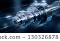 Rotating metal shaft rotating at high speed in a futuristic setting 130326878