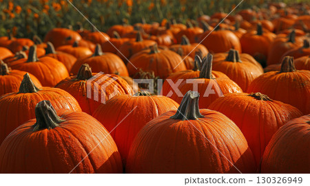 Autumn pumpkins arranged in a rustic style 130326949