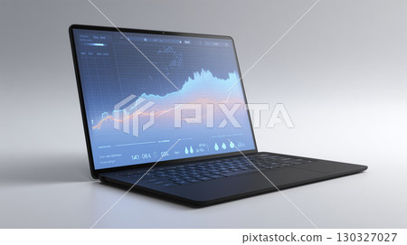 Weather data analysis graph displayed on laptop 130327027