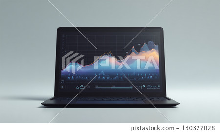 Weather data analysis graph displayed on laptop 130327028