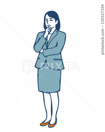 一位身穿西裝、正在深思的女性商務人士 130327104
