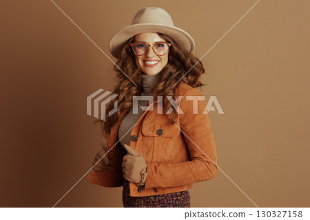 Fashionable Woman Adjusting Jacket in Fall Style Fashionable Woman Adjusting Jacket in Fall Style 130327158