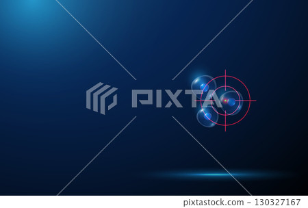 Stem cell cluster inside a digital target Targeted cell therapy, precision regenerative medicine, personalized treatment, gene editing, controlled differentiation concept. 130327167