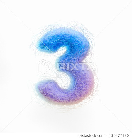 Wool felt font Number 3 THREE 3D 130327180