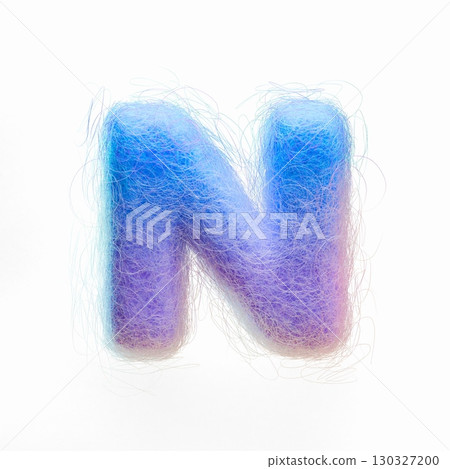 Wool felt font Letter N 3D 130327200