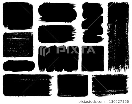 Handwritten brush stroke square frame set/black 130327366