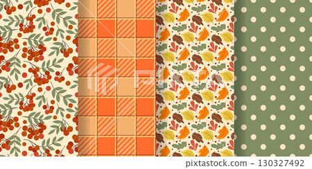Cozy collection of autumn seamless patterns 130327492