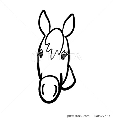 2026 中國十二生肖馬年新年設計可愛的馬臉插圖白色彩繪 130327583