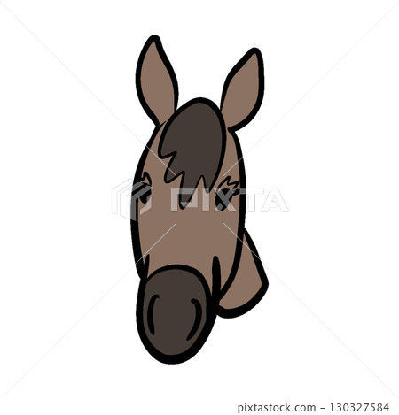 2026 馬年中國十二生肖新年設計可愛馬臉插圖 | 馬，馬，中國十二生肖，新年 130327584