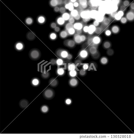 White light background with bokeh effect. Silver glittering lights on black background. Festive holiday shiny luxury backdrop. Abstract vector illustration 130328018