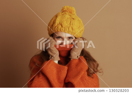 Playful Gaze in Cozy Autumn Orange Knitwear Playful Gaze in Cozy Autumn Orange Knitwear 130328203
