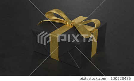 The Black Gif Box and Glod ribbon on white marble for Holiday or celebration concept 3d Rendering. The Black Gif Box and Glod ribbon on white marble for Holiday or celebration concept 3d Rendering. 130328486