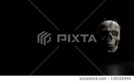 The Skull and barbed wire for Halloween or crime concept 3d Rendering. The Skull and barbed wire for Halloween or crime concept 3d Rendering. 130328498