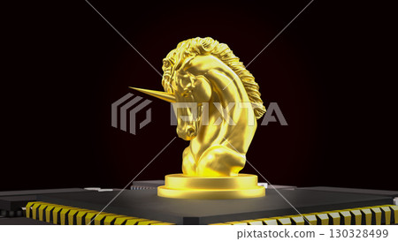The Gold Unicorn chess on PCB board for Business concept 3d Rendering. The Gold Unicorn chess on PCB board for Business concept 3d Rendering. 130328499