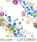 Seamless Wildflower Pattern for Fabric, Wallpaper, and Surface Design , Gouache Painting Style with Daisies and Blue Cornflowers 130328605