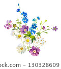 Watercolor Painting Style Wildflower Bouquet Colorful Floral Arrangement Illustration 130328609