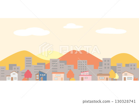 簡單的秋季城市景觀圖 簡單的秋季城市景觀圖 130328741
