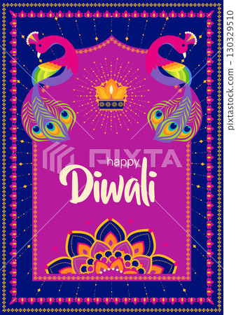 Pink Peacock Mandala Diwali Artwork 130329510