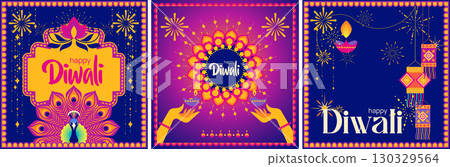 Hands Offering Diyas Lotus Illustration 130329564