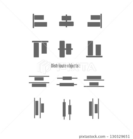 Icon align and distribute objects, vertical and horizontal Icon align and distribute objects, vertical and horizontal 130329651