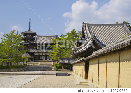 The approach to Horyu-ji Temple in Nara, a World Heritage Site The approach to Horyu-ji Temple in Nara, a World Heritage Site 130329881