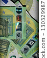 Euro banknote details showcase vibrant spectrum of EU currency design highlighting intricate elements of money exhibited in European collection 130329987