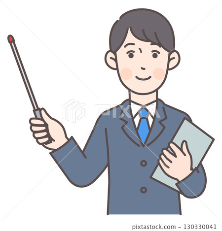 Male office worker with a pointer 130330041