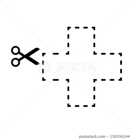 Cutting cross shape worksheet element for preschool and kindergarten Cutting cross shape worksheet element for preschool and kindergarten 130330244